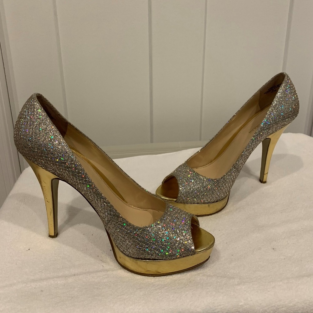Silver & Gold Sparkling Platfom Heels